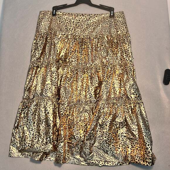 New York & Company Dresses & Skirts - Metallic Leopard Print Tiered Midi Skirt